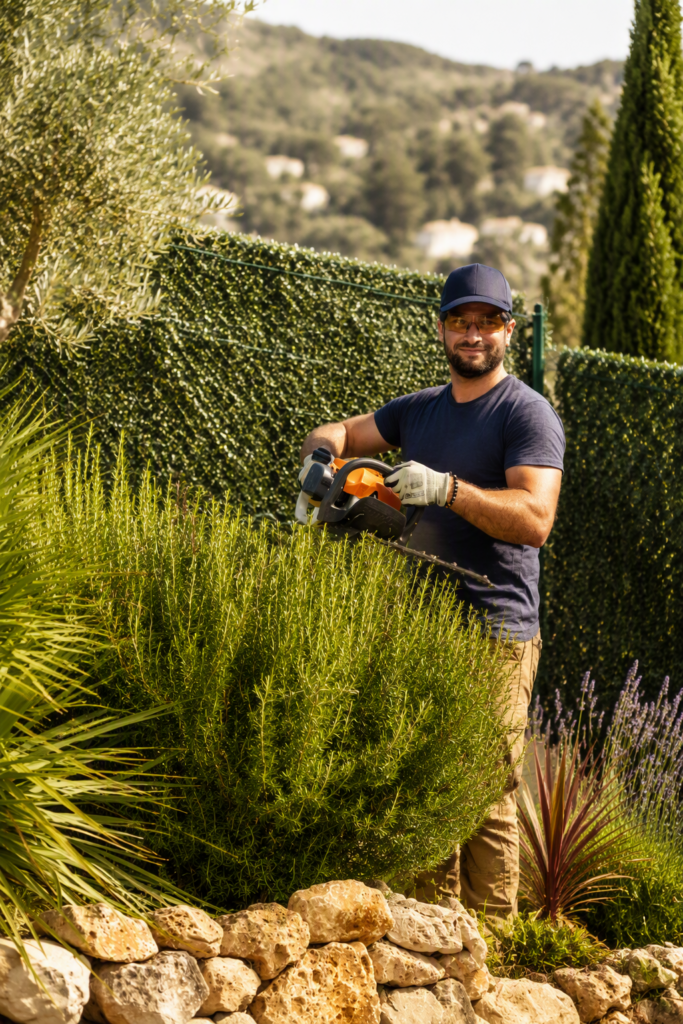 Entretien des jardins et espaces extérieurs d'une propriété sur la Côte d'Azur